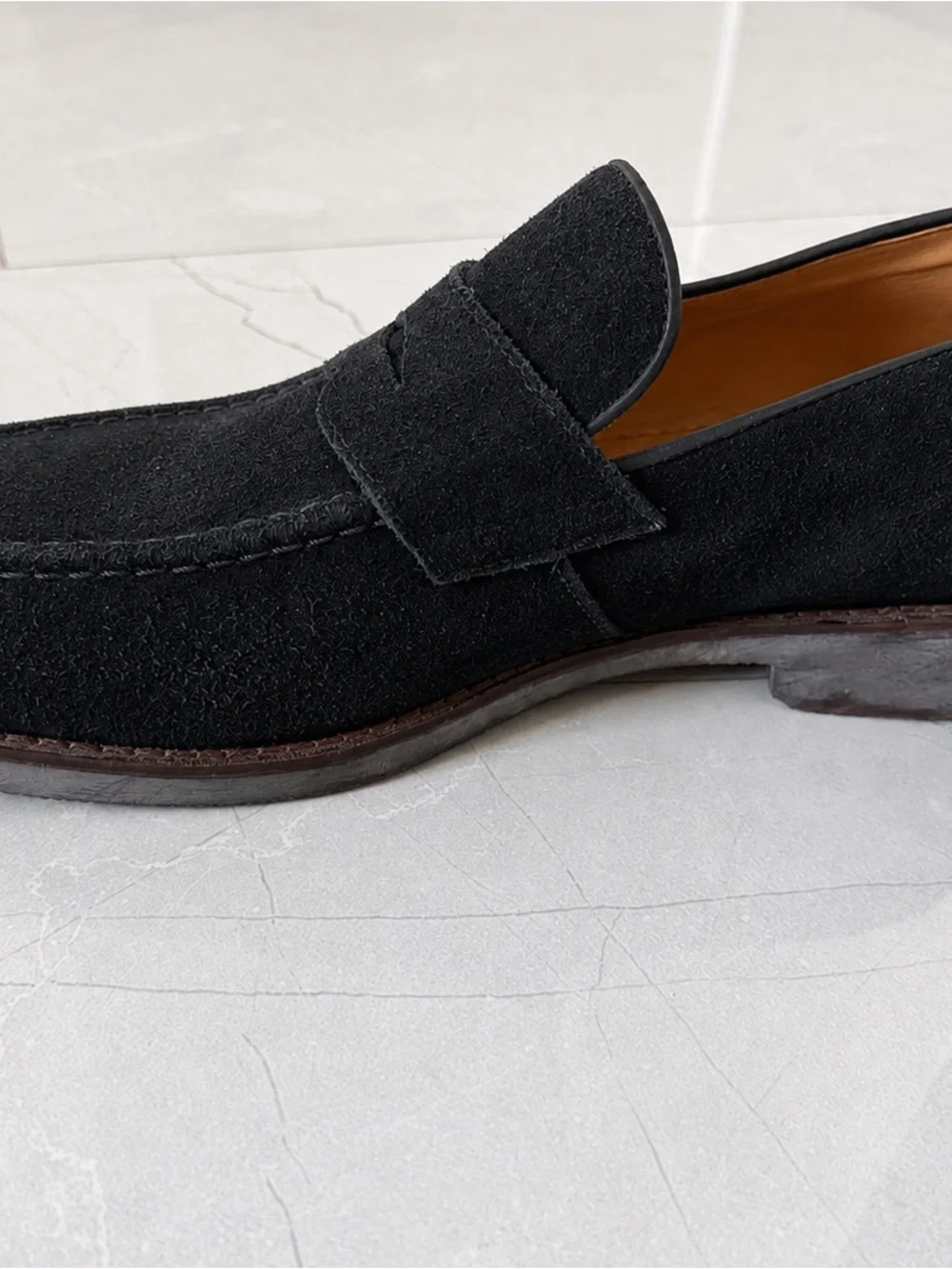 Flag Ltd. Napa Glove Leather Penny Loafers – Black Suede | Men’s Size 11.5M